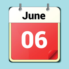 calendar vector drawing, date June 6 on the page