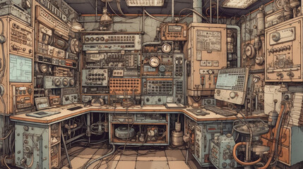 An engineer room is a workspace specially designed for designing, testing, and analyzing complex systems and structures, equipped with advanced tools and technology