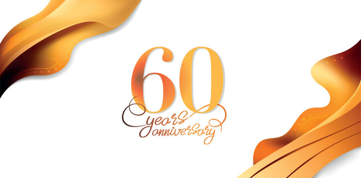60 years anniversary vector icon, logo. Isolated elegant design with lettering