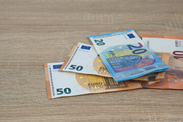 Euro money on a wooden table