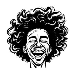 Portrait of a happy man with curly hair