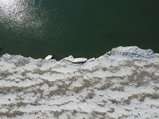 Areal image of a frozen beach