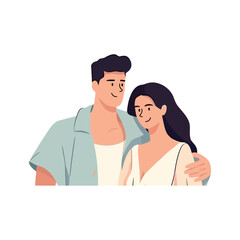 Fototapeta premium Portrait of a married couple embracing happily
