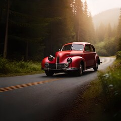 Obraz na płótnie Canvas Old Car In Dark Woods Generative Ai