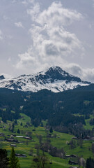 Snow-covered Swiss Jungfrau and surrounding mountains