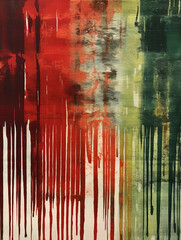 A painting made of white, red, and green paint streaks. AI generative