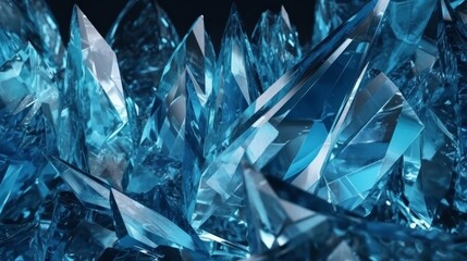A large group of blue diamonds on a black background. Generative ai