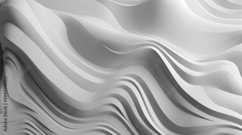 Poster a white wall with wavy lines on it. generative ai