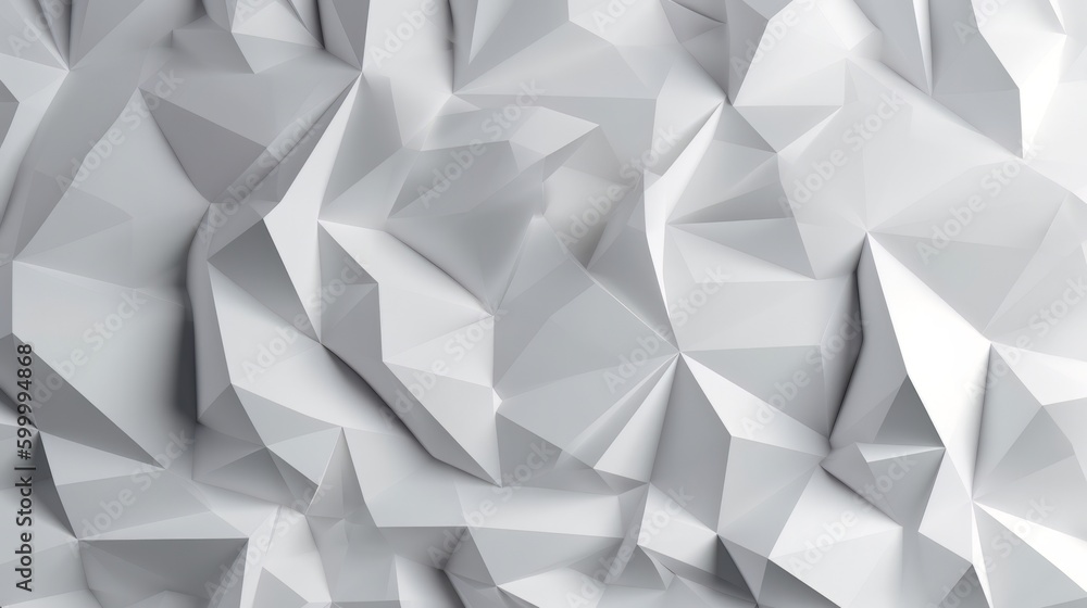 Poster An abstract white background with low poly shapes. Generative ai