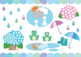 6月イラスト　梅雨イメージ