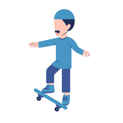 Muslim Boy Character Playing Skateboard