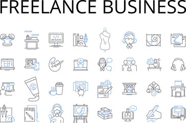 Obraz na płótnie Canvas Freelance business line icons collection. Solo entrepreneurship, Independent contracting, Self-directed venture, Sole proprietorship, Independent enterprise, One-person operation, Self-employment