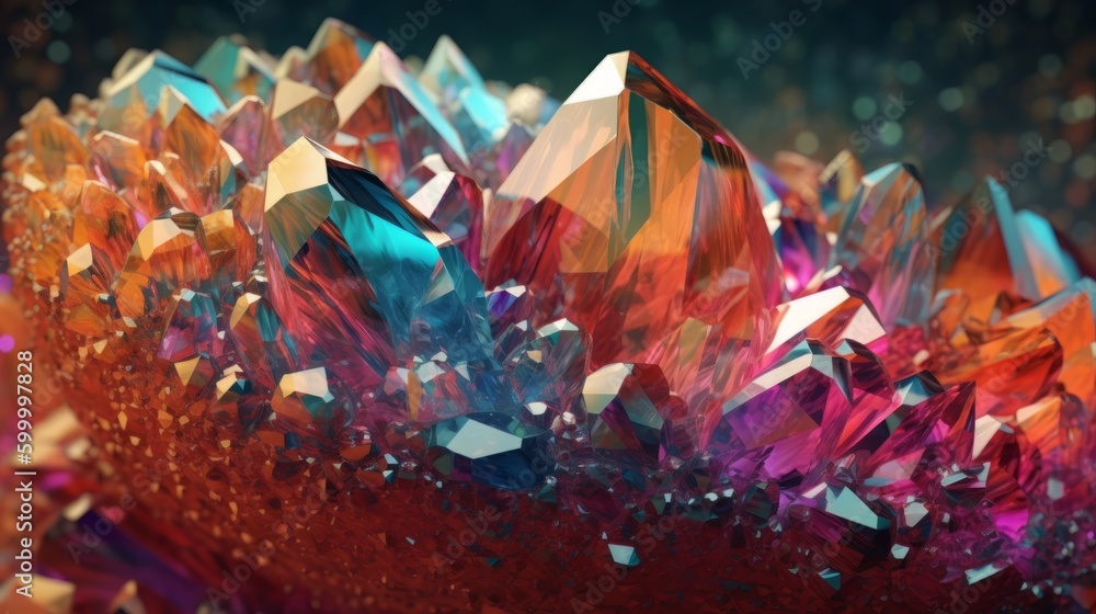 Aufkleber A colorful array of crystals up close. Generative ai