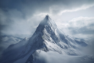 Fototapeta na wymiar A snowy mountain peak, snow mountain landscape scenery, mountain background