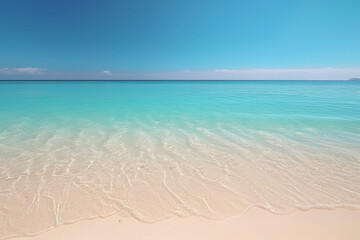 Fototapeta na wymiar A serene tranquil beach with crystal-clear waters and soft beautiful sand