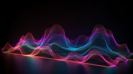 A vibrant wave of light on a dark background. Generative ai