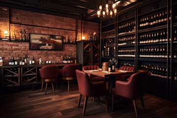 A cozy intimate wine bar with a curated selection of wines and drink