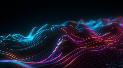 A vibrant light wave against a dark backdrop. Generative ai