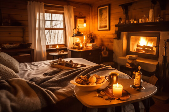A cozy rustic bed and breakfast with a fireplace and homemade breakfast 