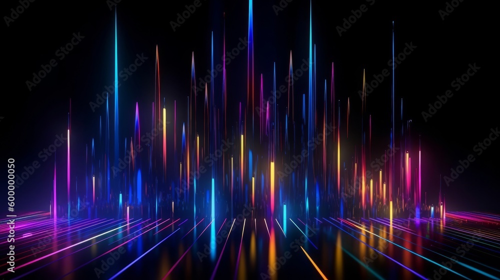 Poster colorful abstract lines and shapes in a vibrant background. generative ai