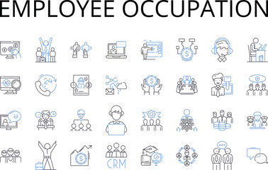 Fototapeta na wymiar Employee occupation line icons collection. Business profession, Work trade, Staff employment, Labor career, Job vocation, Task skill, Duty service vector and linear illustration. Employment occupation