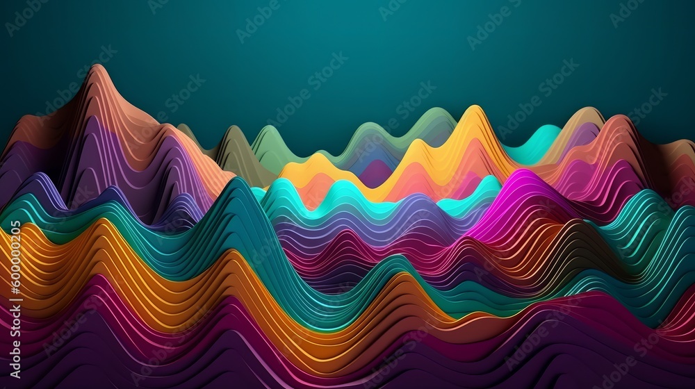 Leinwandbilder abstract colorful background with flowing wavy lines. generative ai