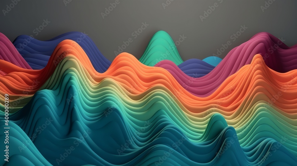 Aufkleber a colorful paper sculpture representing a mountain range. generative ai