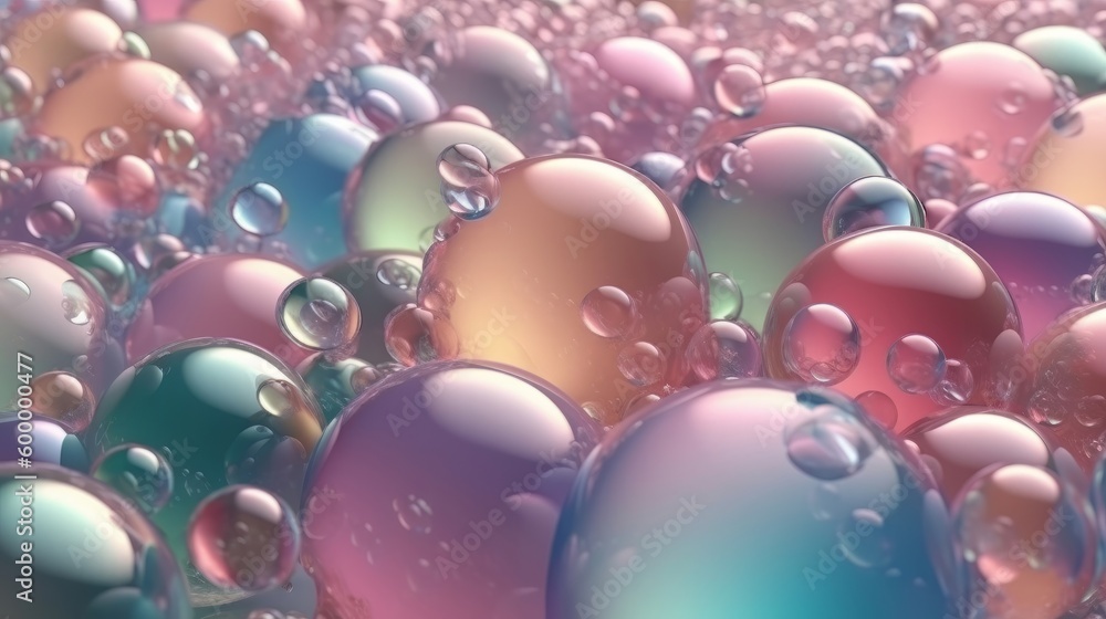 Poster A mesmerizing sight of countless bubbles floating in the air. Generative ai