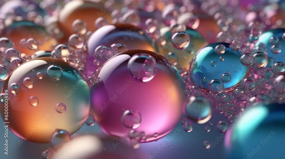 Poster A mesmerizing display of bubbles floating on top of each other. Generative ai