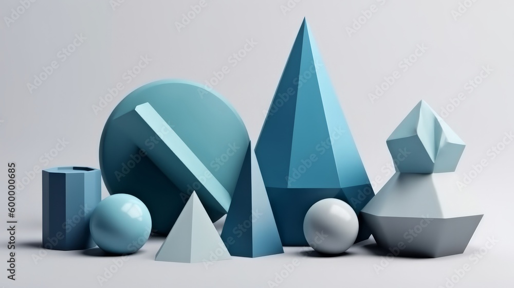 Poster Various objects with different shapes and sizes. Generative ai