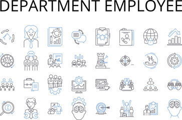 Department employee line icons collection. Team member, Staff worker, Division personnel, Unit staff, Company worker, Branch employee, Office staff vector and linear illustration. Organizational