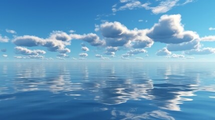 Fototapeta na wymiar A serene lake with beautiful cloud formations in the sky. Generative ai