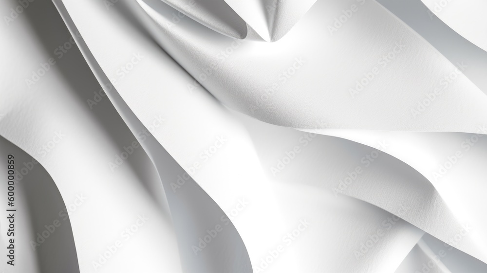 Poster closeup abstract 3d white wave plain paper texture background. generative ai aig21.