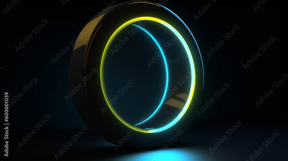 Poster A luminous object shining in the darkness against a black backdrop. Generative ai