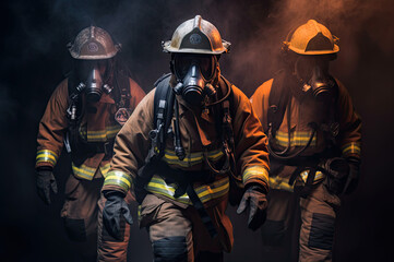 Fototapeta premium Firefighters strong and brave created with Generative AI technology
