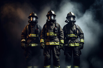 Fototapeta premium Firefighters strong and brave created with Generative AI technology