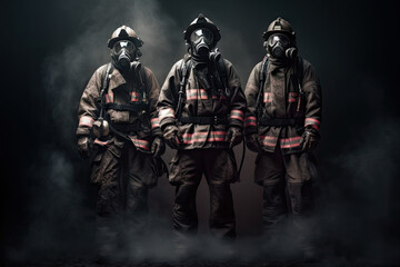 Fototapeta na wymiar Firefighters strong and brave created with Generative AI technology