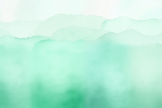 Watercolor green mint mountains motif. Generative AI