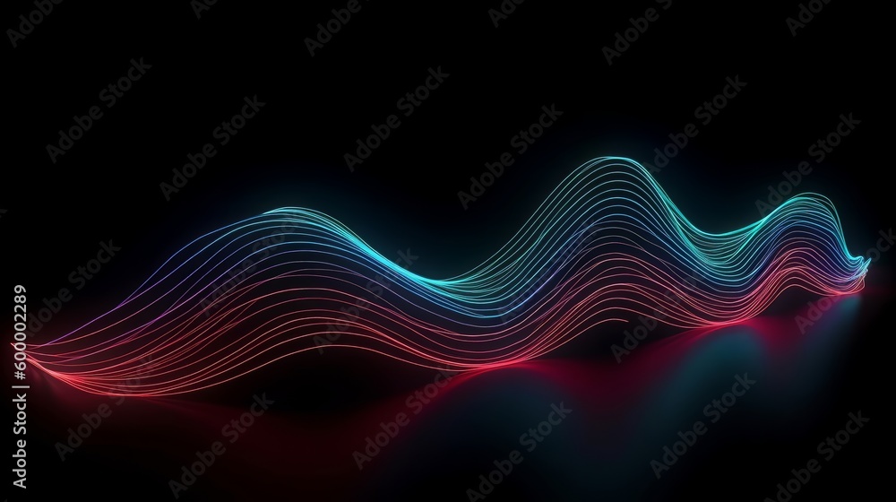 Poster a vibrant wave of light against a dark background. generative ai