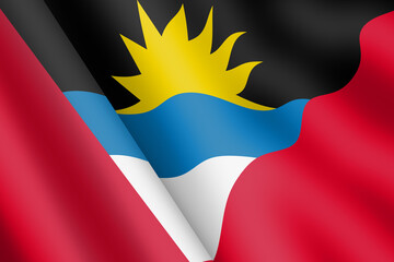 Antigua and Barbuda waving flag 3d illustration