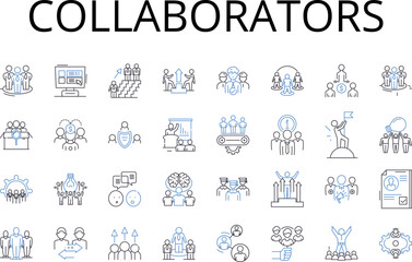 Collaborators line icons collection. Associates, Partners, Allies, Companions, Helpers, Supporters, Cohorts vector and linear illustration. Confidants,Cohesives,Cohorts outline signs set