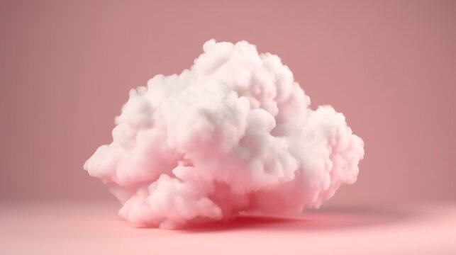 A pink smoke cloud on a pastel pink background. Generative ai