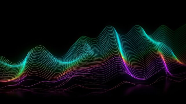 A vibrant color spectrum wave against a dark background. Generative ai