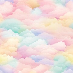 Cotton Candy Digital Paper, seamless pattern, rainbow pastel texture made with Generative AI