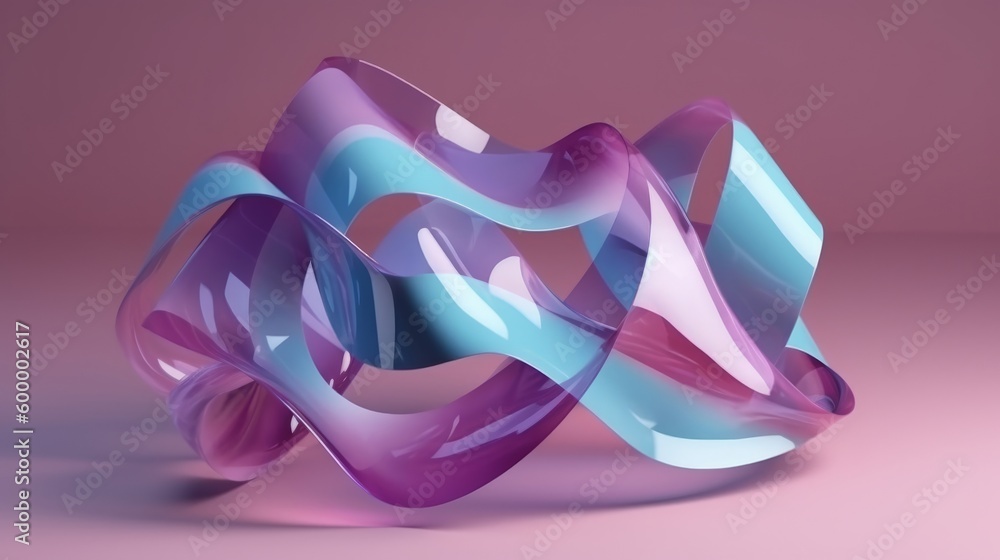 Poster a colorful abstract shape on a vibrant pink backdrop. generative ai
