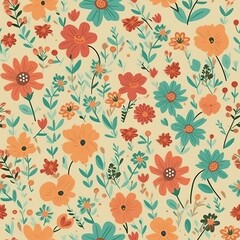 Fototapeta na wymiar Beautiful floral seamless pattern made with Generative AI