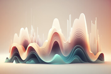 Sound wave, music audio frequencies concept. Abstract background, pastel colors. Generative AI - obrazy, fototapety, plakaty