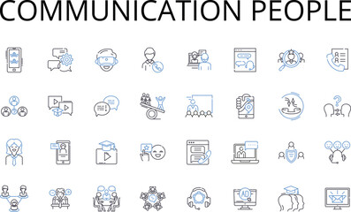 Communication people line icons collection. Correspondence, Conversation, Interaction, Dialogue, Exchange, Discourse, Collaboration vector and linear illustration. Nerking,Contact,Verbalization