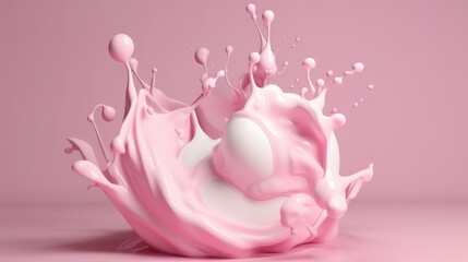 Pink liquid splashing in the air. Generative ai