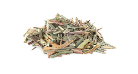 Pile of aromatic dried lemongrass isolated on white